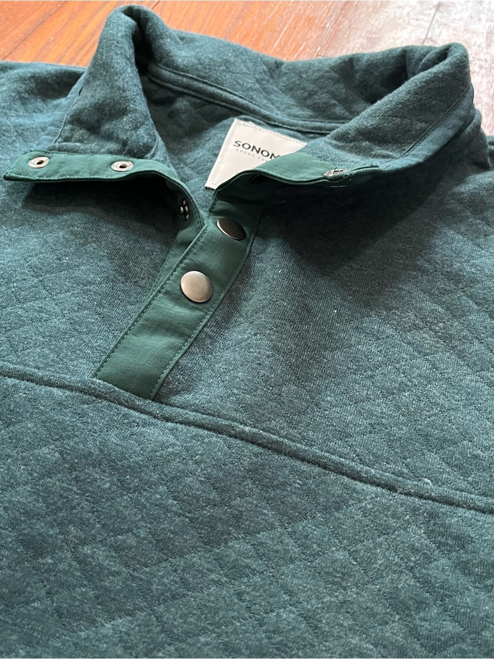 Sonoma Quilted Snap-Front Zip-Up Sweater - Emerald Heather